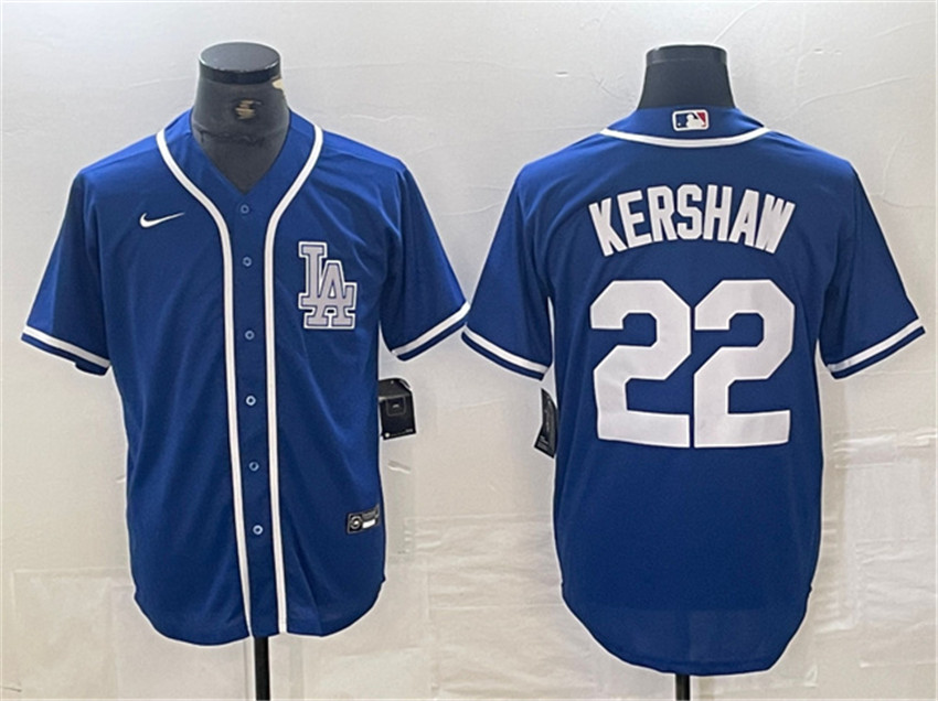 Men's Blue Los Angeles Dodgers #22 Clayton Kershaw Cool Base Stitched Baseball Jersey